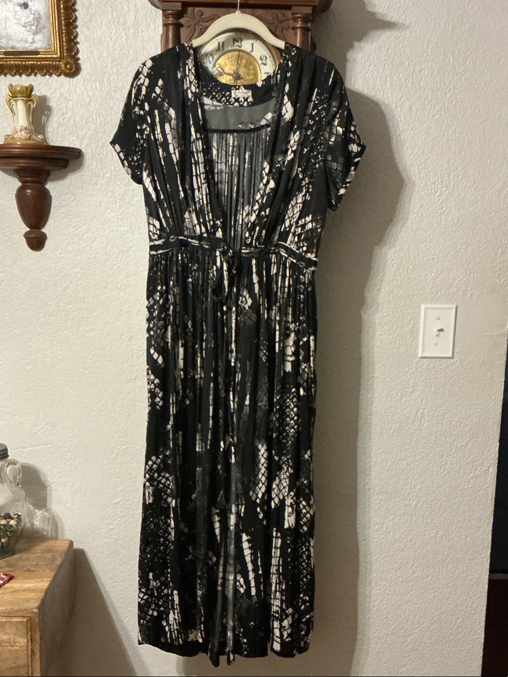 Free people  Black and White Printed Maxi Dress with Tie Waist no size I’m gonna